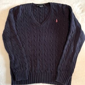 Ralph Lauren Sport dark blue cable 100% cotton sweater.